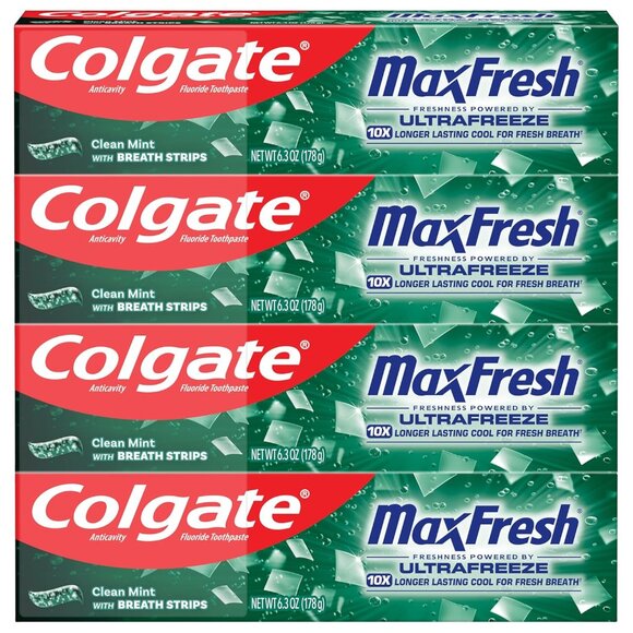 MaxFresh Clean Mint Toothpaste Pack, Fresh Breath Toothpaste with Fluoride and H - Picture 1 of 9